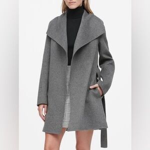 Banana Republic Double-Faced Wool Wrap Coat Charcoal Gray
